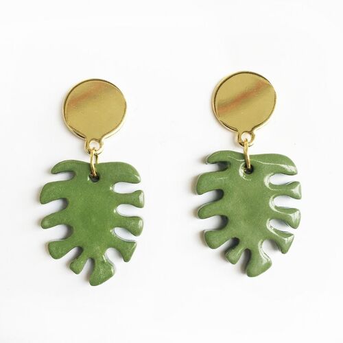 Porcelain earrings monstera