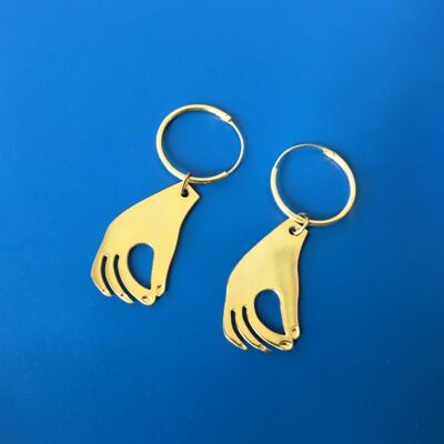Hand golden earrings hoops