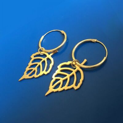Birchleaf golden earrings hoops