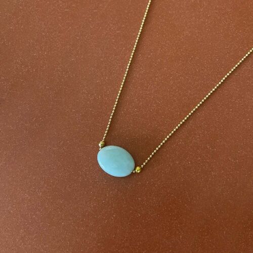 Gemstone necklace amazonite oval