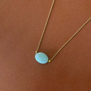 Collier pierres précieuses amazonite ovale