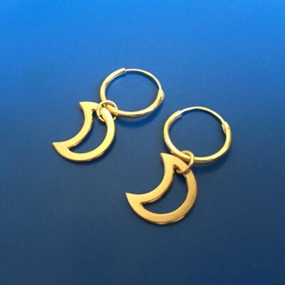 Moon golden earrings hoops