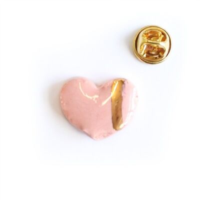 Porcelain pin heart gold