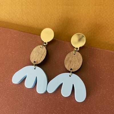 Recycled plastic coral earrings blue