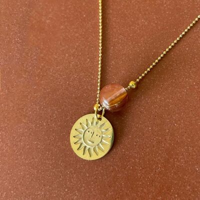 Sun opal golden necklace