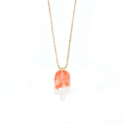 Refreshing Raspberry popsicle Porcelain necklace