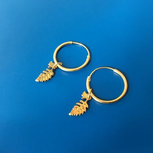 Leaf golden earrings hoops