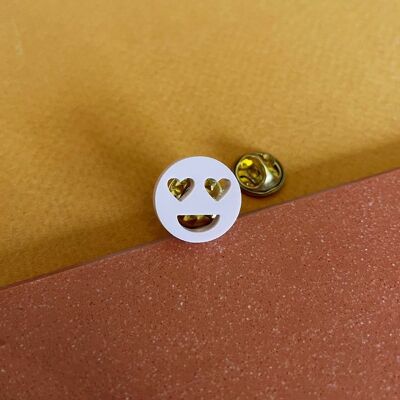 Upcycled plastic smiley pin pink