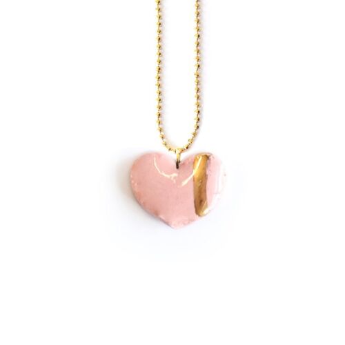 Porcelain necklace heart gold