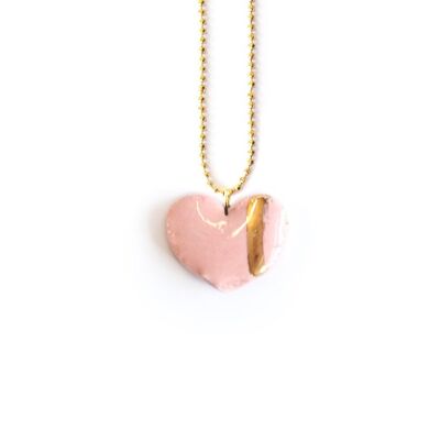 Collana in porcellana cuore oro