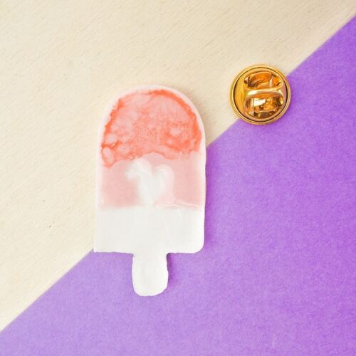 Pretty peach popsicle Porcelain pin