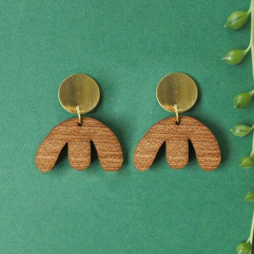 Wooden earrings flower 2