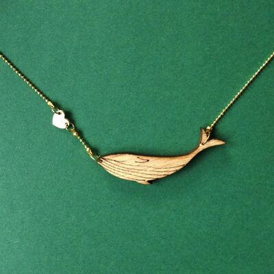 Wooden necklace whale