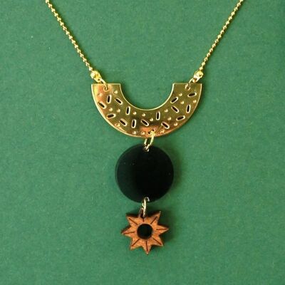 Collier en bois étoile Wicca