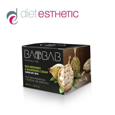 Crema Reparadora y Nutritiva para Cuerpo, Rostro, Manos y Pies con Aceite de Baobab, 200 ml