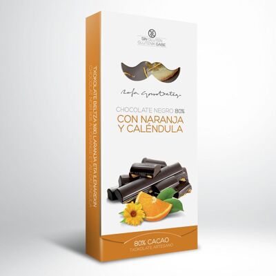 CIOCCOLATO FONDENTE 80% CON ARANCIA E CALENDULA