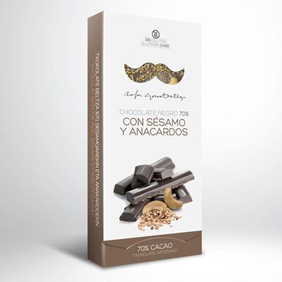 Chocolate negro 70% con sésamo y anacardos