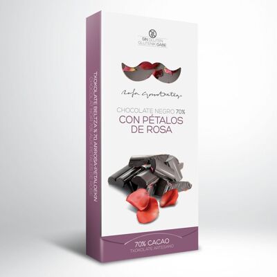 Chocolate negro 70% con pétalos de rosa