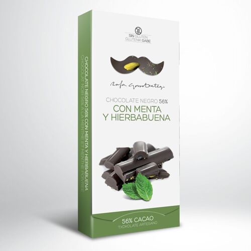 Chocolate negro 56% con menta y hierbabuena