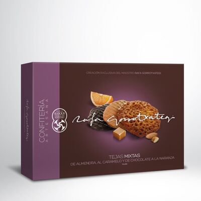 Tuiles amandes mixtes : Tuiles amandes, tuiles chocolat orange et tuiles chocolat caramel