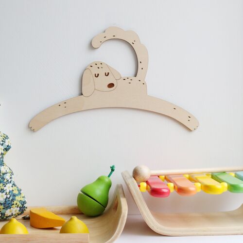 Little Dog Child's Wooden Coat Hanger