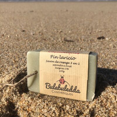 SAVON PIN LARICIO Jabón de afeitar 3 en 1 con aceite esencial de Pino laricio