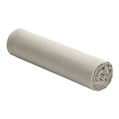 Drap housse 100% Lin Lavé Taille 140 x 190 cm Couleur Sable