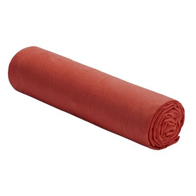 Drap housse 100% Lin Lavé Taille 160 x 200 cm Couleur Rouge