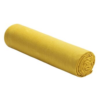 Drap housse 100% Lin Lavé Taille 180 x 200 cm Couleur Jaune