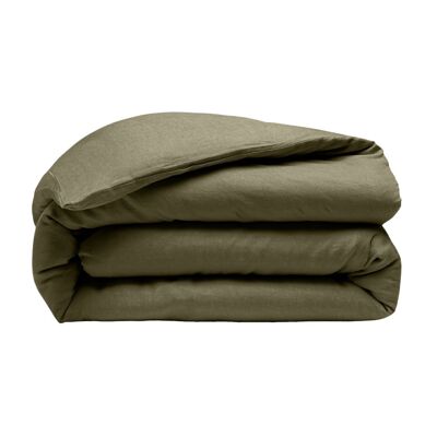 Duvet cover 100% washed linen Size 220 x 240 cm Olive color