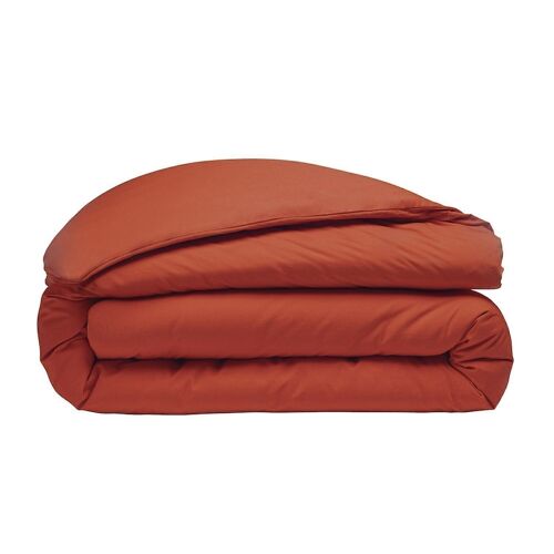 Housse de couette 100% Percale de Coton Lavé 80 fils Taille 220 x 240 cm Couleur Orange