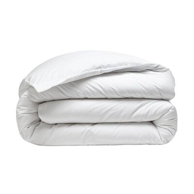 Housse de couette 100% Percale de Coton Lavé 80 fils Taille 240 x 260 cm Couleur Blanc