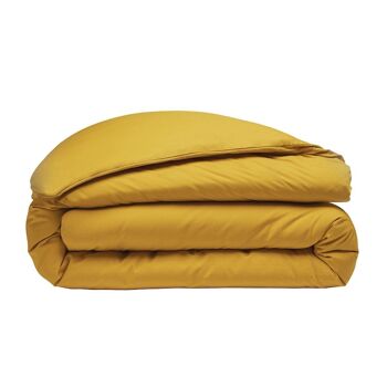 Housse de couette 100% Percale de Coton Lavé 80 fils Taille 240 x 260 cm Couleur Jaune 1