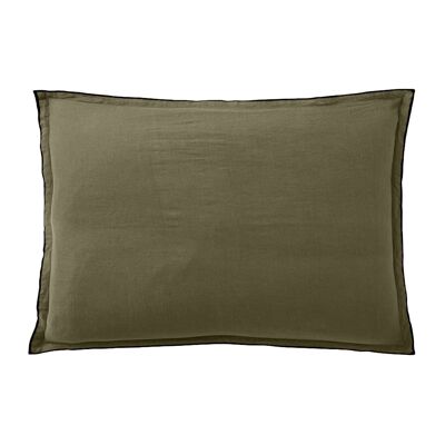 Pillowcase 100% washed linen Size 50 x 70 cm Olive color