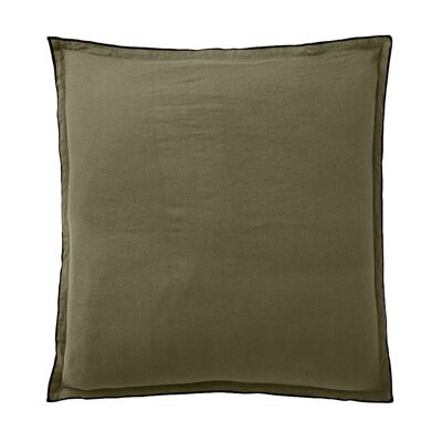 Pillowcase 100% washed linen Size 65 x 65 cm Olive color
