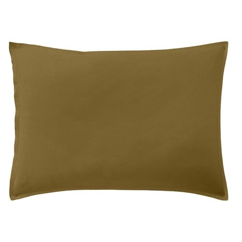 Taie d'oreiller 100% Percale de Coton Lavé 80 fils Taille 50 x 70 cm Couleur Camel