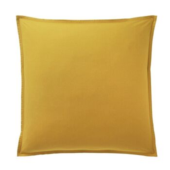 Taie d'oreiller 100% Percale de Coton Lavé 80 fils Taille 65 x 65 cm Couleur Jaune 1