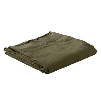 Drap plat 100% Lin Lavé Taille 240 x 300 cm Couleur Olive