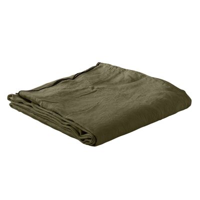 Flat sheet 100% washed linen Size 240 x 300 cm Color Olive