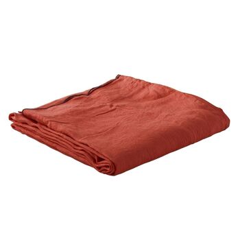 Drap plat 100% Lin Lavé Taille 240 x 300 cm Couleur Rouge