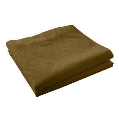 Flat sheet 100% Washed Cotton Percale 80 threads Size 240 x 300 cm Color Camel