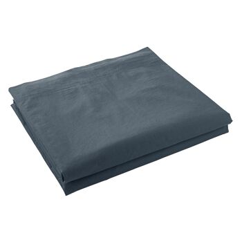 Drap plat 100% Percale de Coton Lavé 80 fils Taille 240 x 300 cm Couleur Émeraude