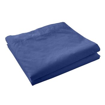 Drap plat 100% Percale de Coton Lavé 80 fils Taille 240 x 300 cm Couleur Majorelle