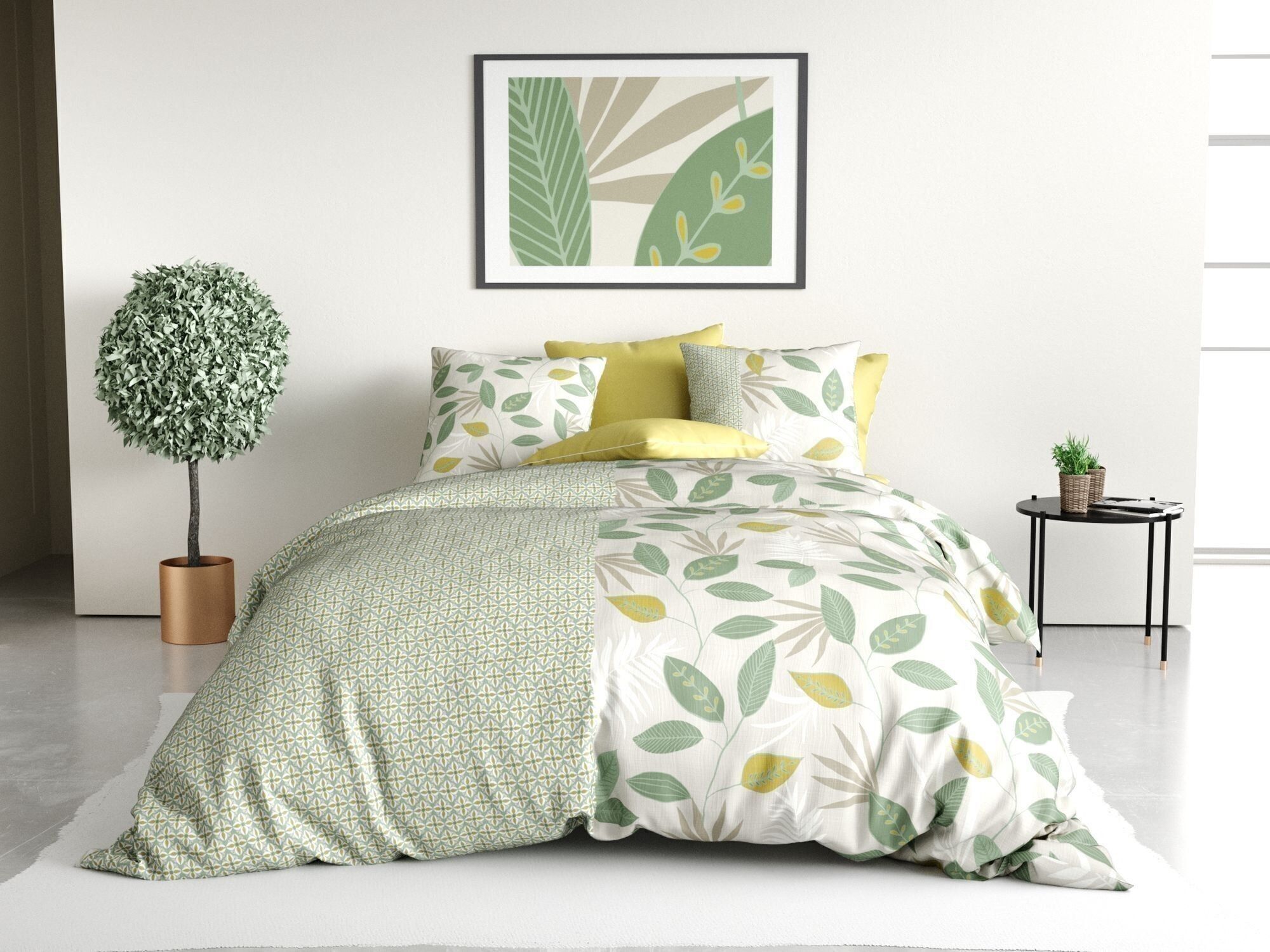 Parure copripiumino con federe 100% cotone 57 fili Areca Dimensioni 240 x 260 cm