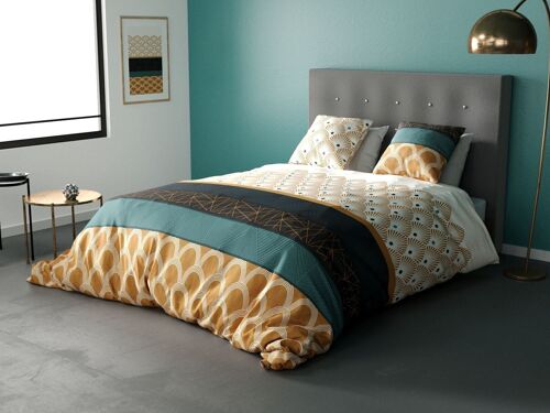 Parure de lit housse de couette avec taie d'oreiller 100% Coton 57 fils Bangui Taille 140 x 200 cm