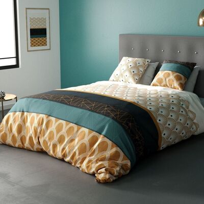 Parure de lit housse de couette avec taie d'oreiller 100% Coton 57 fils Bangui Taille 220 x 240 cm