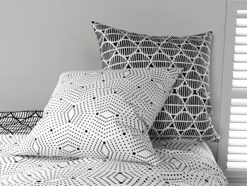 Parure de lit housse de couette avec taie d'oreiller 100% Coton 57 fils Black & White Taille 140 x 200 cm 3