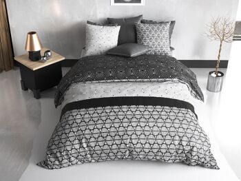 Parure de lit housse de couette avec taie d'oreiller 100% Coton 57 fils Black & White Taille 240 x 260 cm 2