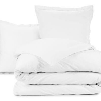 Duvet cover bed set with pillowcase 100% Cotton 57 thread count White Size 140 x 200 cm