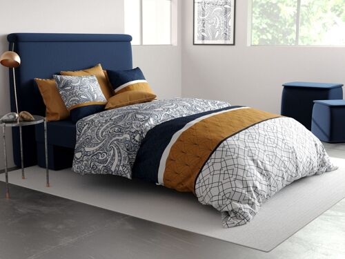 Parure de lit housse de couette avec taie d'oreiller 100% Coton 57 fils Dakota Taille 240 x 260 cm